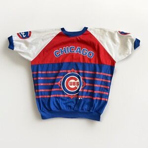 Vintage Chicago Cubs Shirt Mens XL Blue Red MLB Baseball Crewneck Raglan 80s